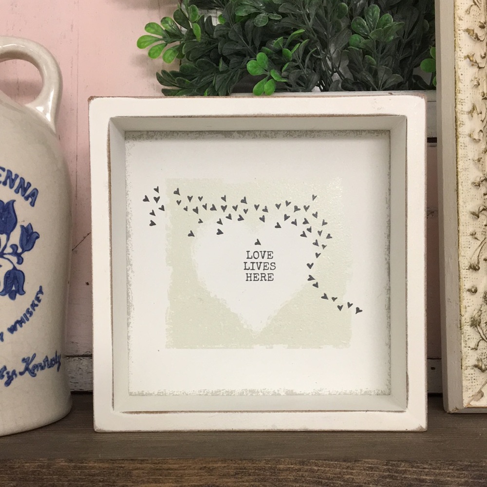 Valentine’s Day Sign Love Lives Here MDF Sign With Sawtooth Hanger